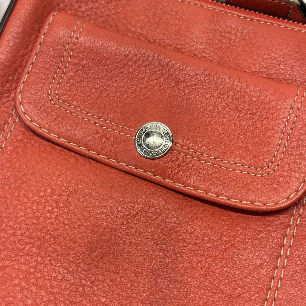 Coach Crossbody Bag Women Orange Leather Scarf Strap Handbag Y2K Pebbled - Picture 5 of 11